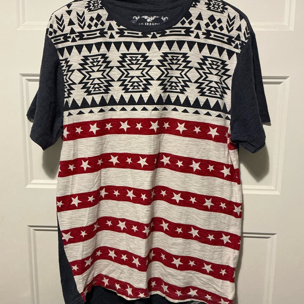 Red, White, and Black Graphic T-Shirt